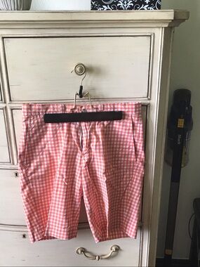 Polo by Ralph Lauren Coral White Gingham Flat Front Men’s Shorts